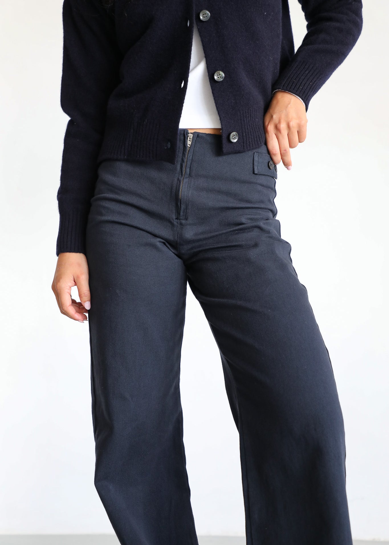 Zip Detail Pants Navy