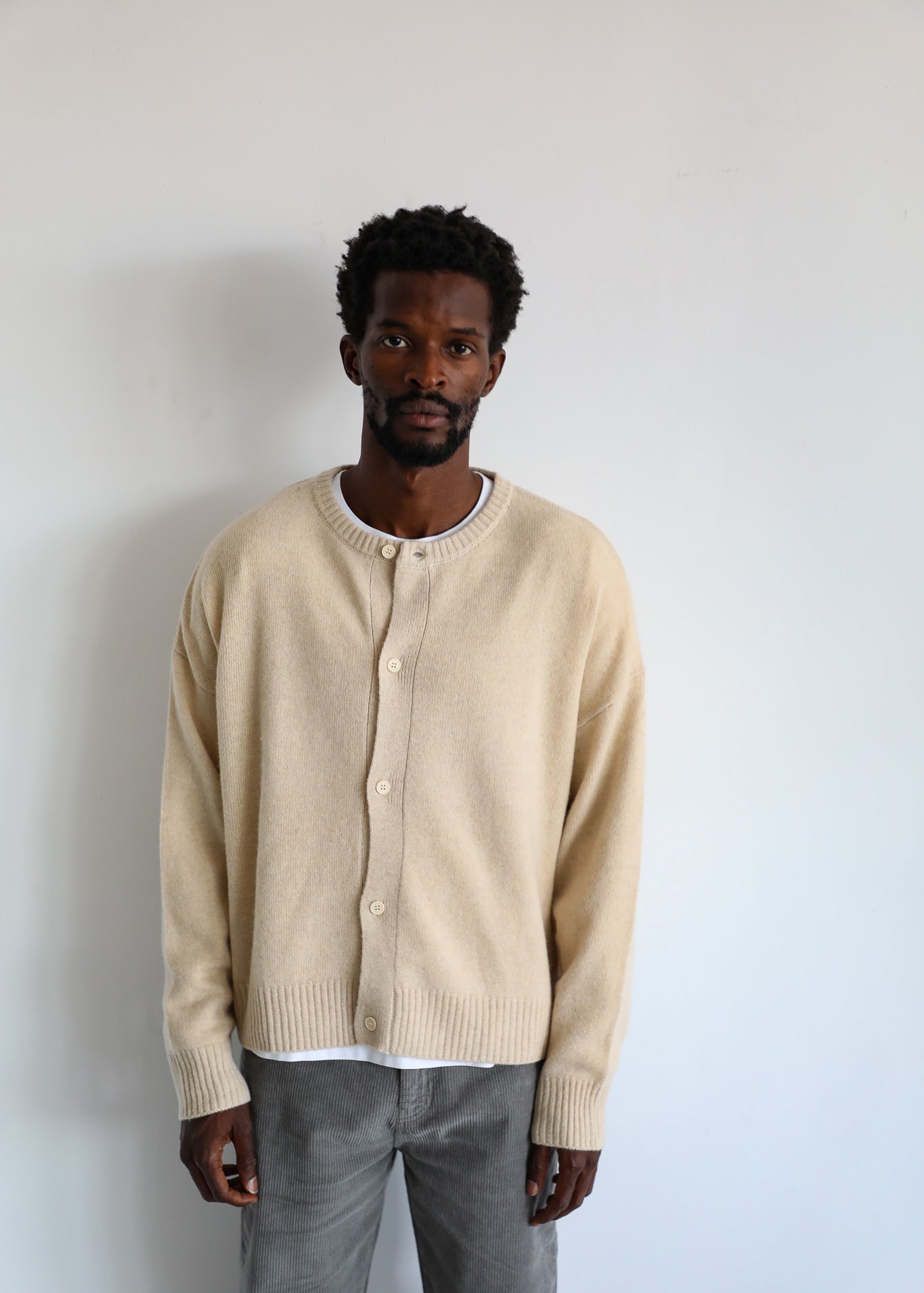 Buttons Knit Sweater Natural