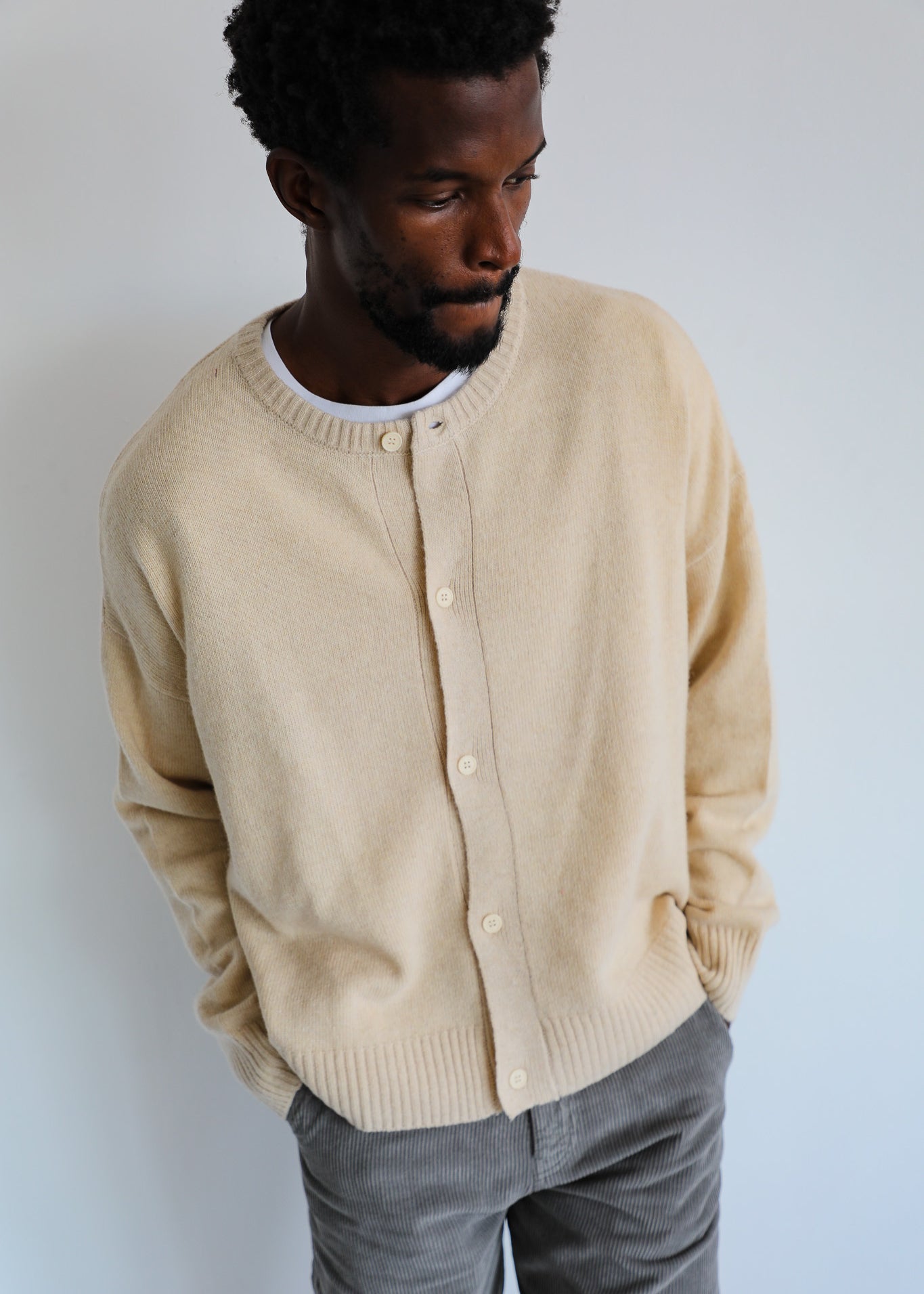 Buttons Knit Sweater Natural
