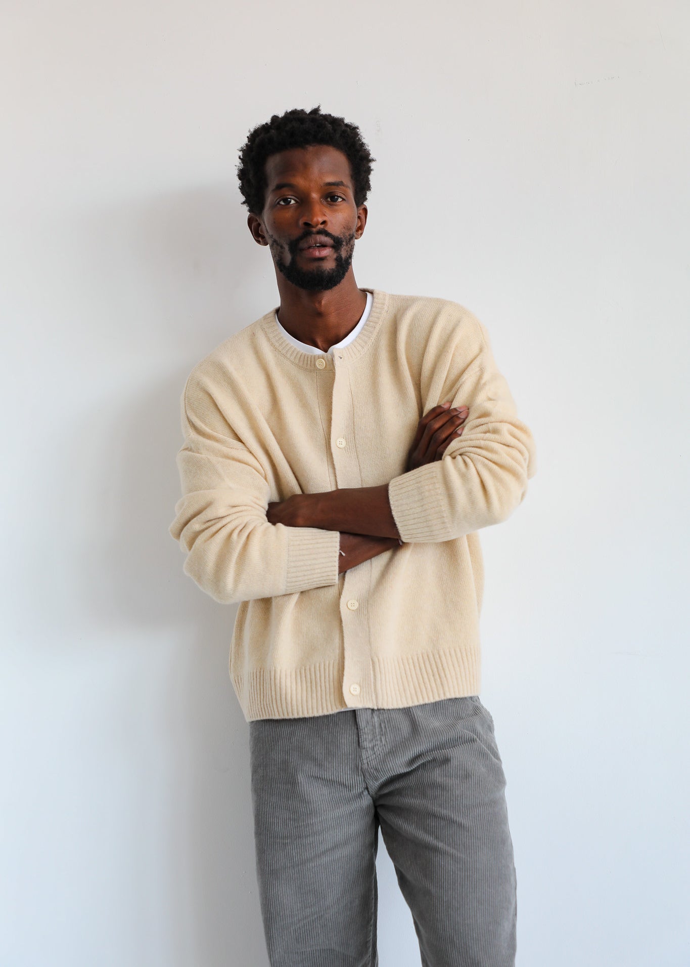 Buttons Knit Sweater Natural