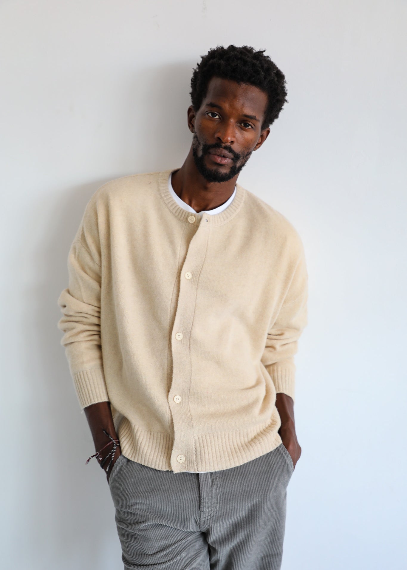 Buttons Knit Sweater Natural