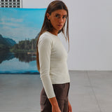 Back Hole Long T-Shirt White