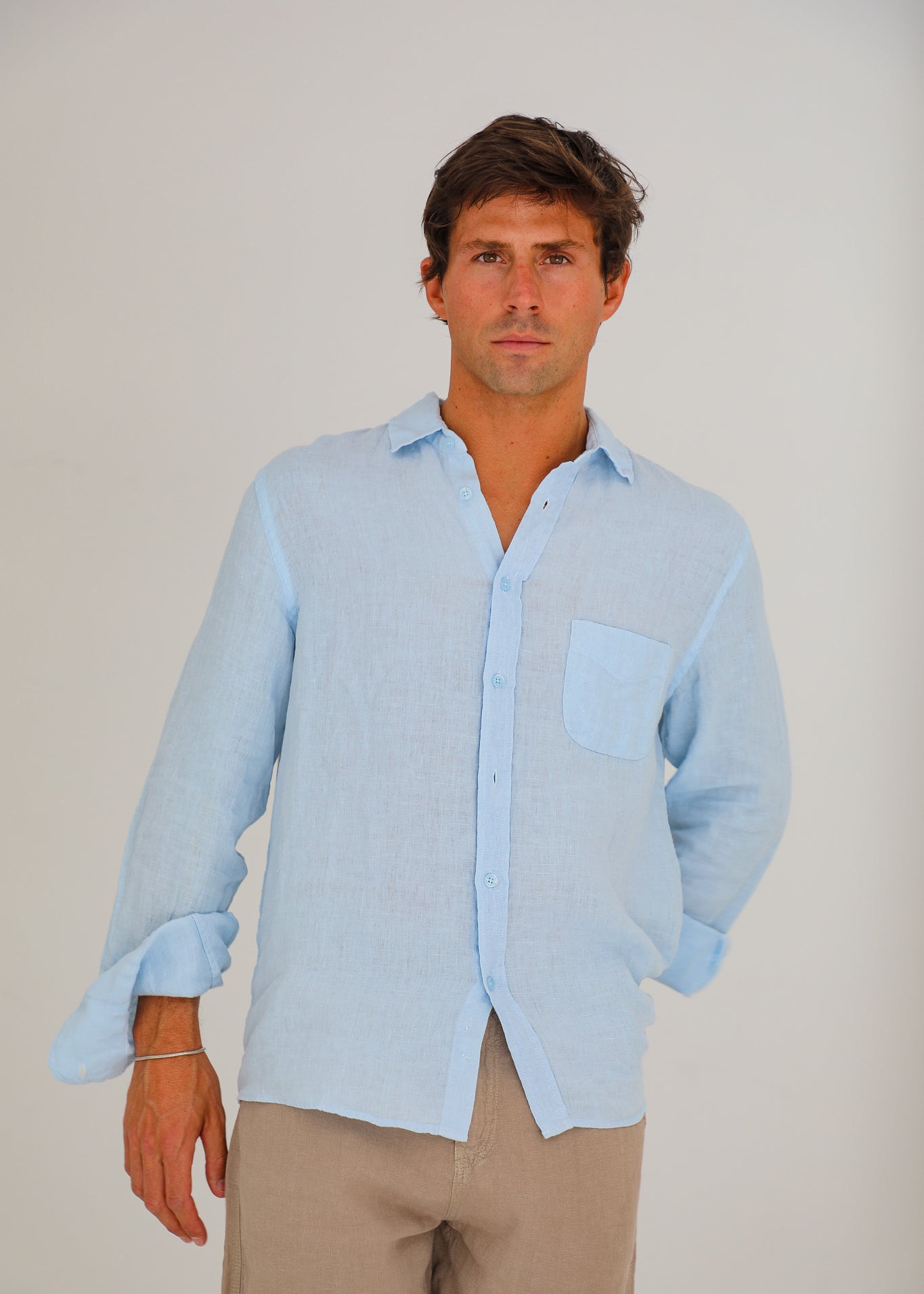 Linen Pocket Shirt Light Blue