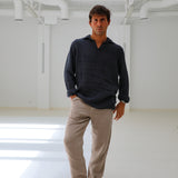 Linen Modern Polo Dark Navy