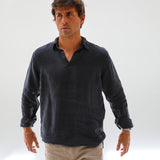 Linen Modern Polo Dark Navy