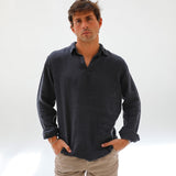 Linen Modern Polo Dark Navy