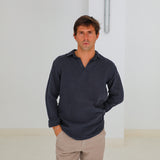 Linen Modern Polo Dark Navy