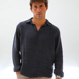 Linen Modern Polo Dark Navy
