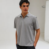 Short Modern Polo Light Grey