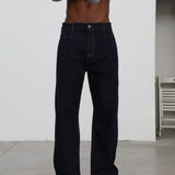 Pleated Dark Denim Jeans