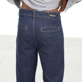 Pleated Dark Denim Jeans