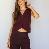 Linen Vest Mauve