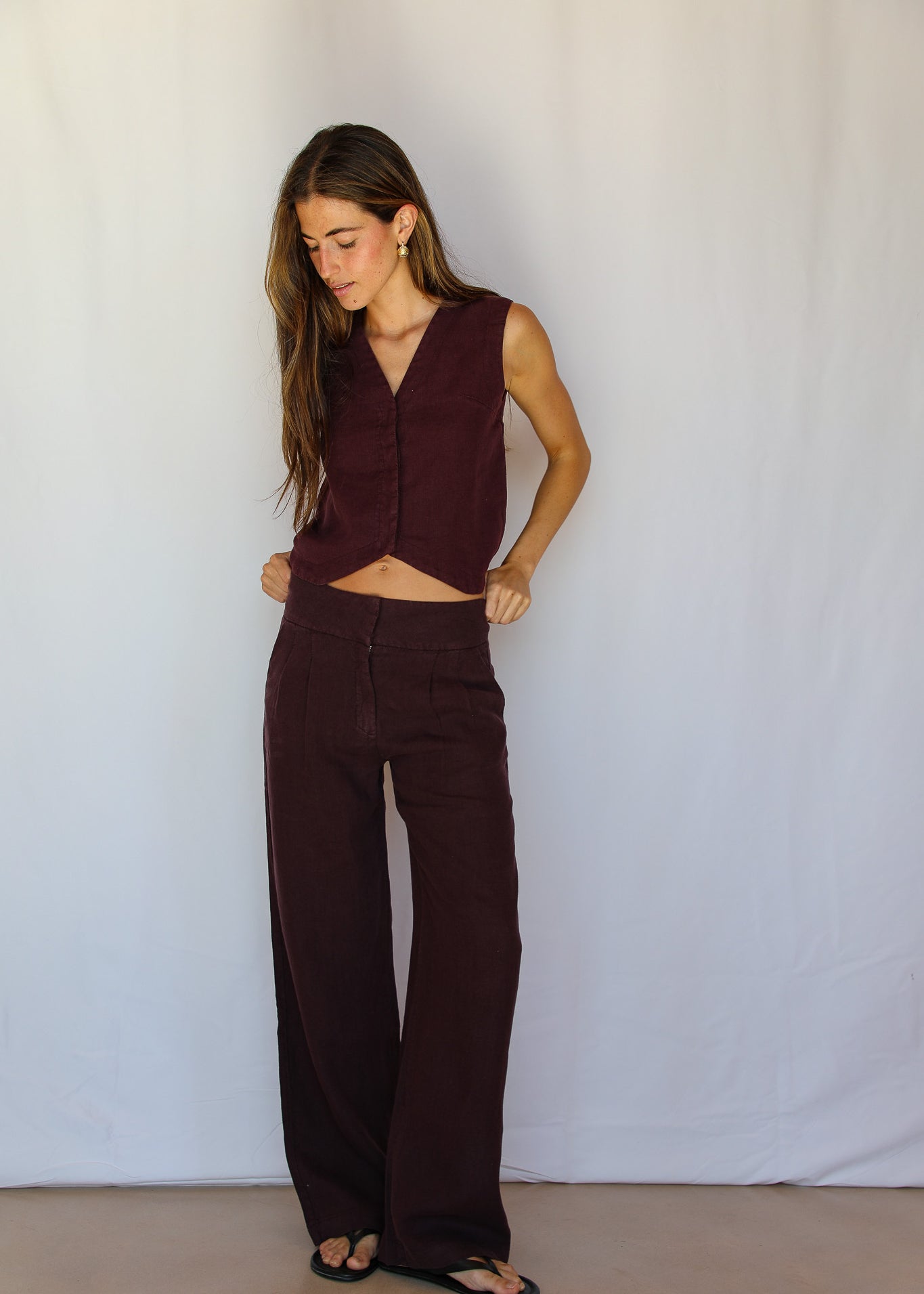 Linen Vest Mauve