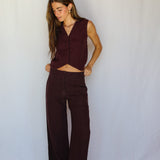 Linen Pleated Pants Mauve