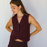 Linen Vest Mauve