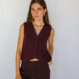 Linen Vest Mauve
