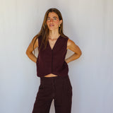 Linen Vest Mauve