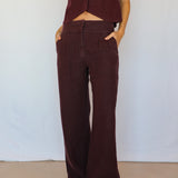 Linen Pleated Pants Mauve