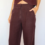 Linen Pleated Pants Mauve