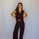 Linen Pleated Pants Mauve