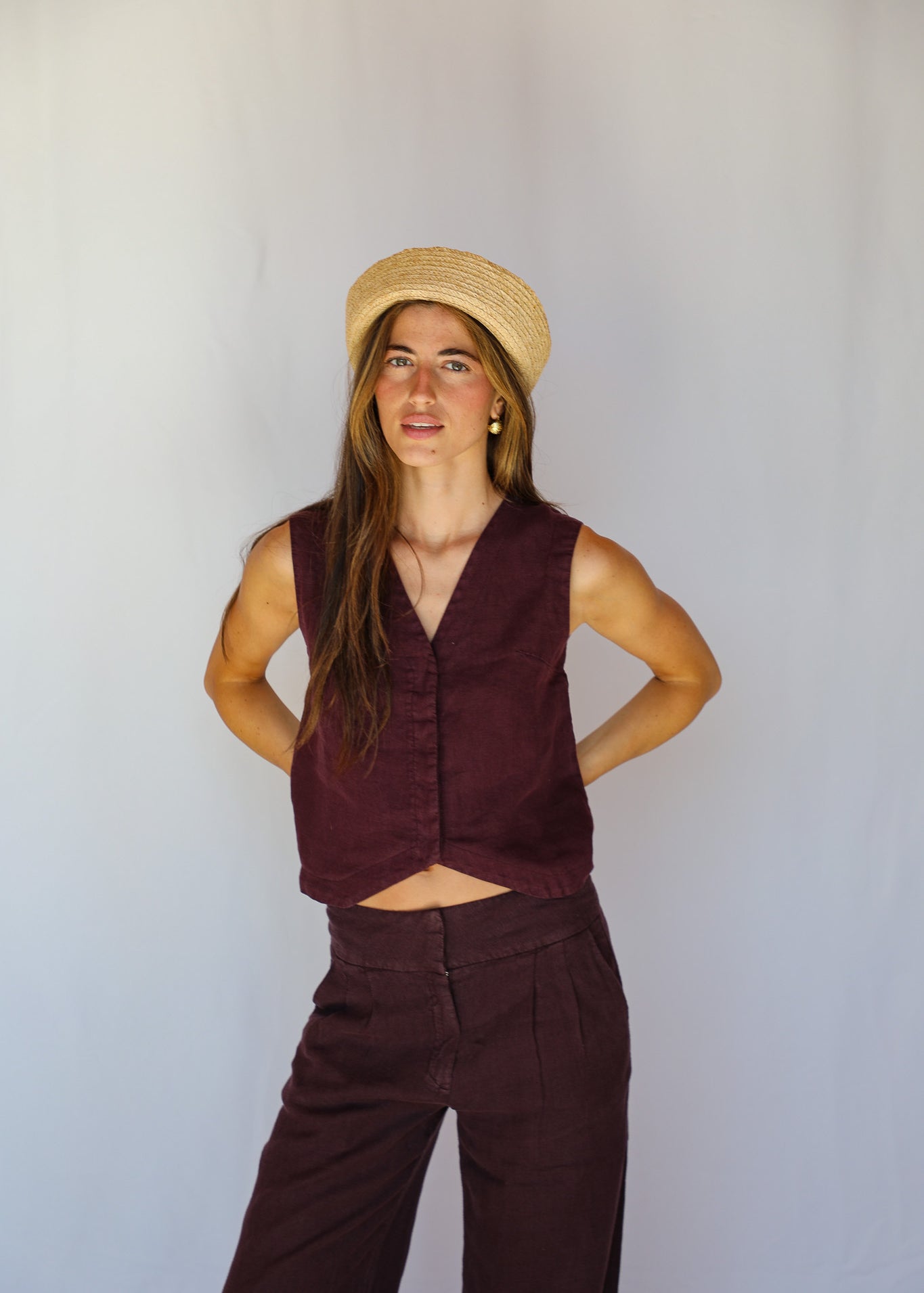 Linen Vest Mauve