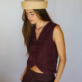 Linen Vest Mauve