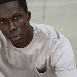 Trendy Side Buttons T-Shirt Light Grey