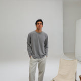 Long Trendy Side Pocket T-Shirt Detail Light Grey