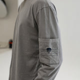 Long Trendy Side Pocket T-Shirt Detail Light Grey