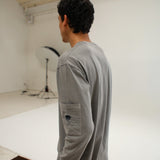 Long Trendy Side Pocket T-Shirt Detail Light Grey