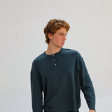 Long Trendy Buttons T-Shirt Stripes Blue