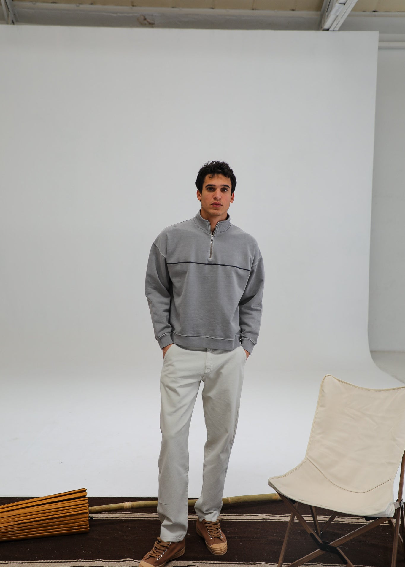 Flow Hoodie Line Light Grey