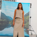 Denim Top Beige