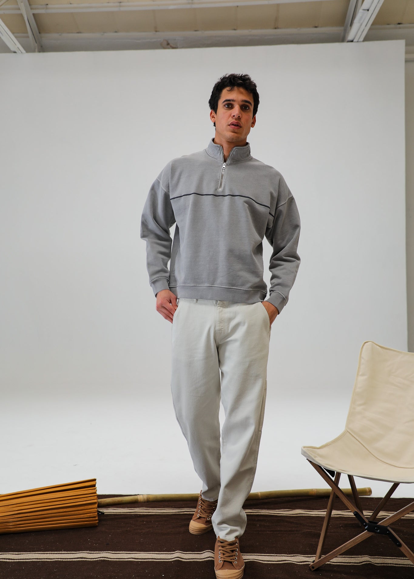 Flow Hoodie Line Light Grey