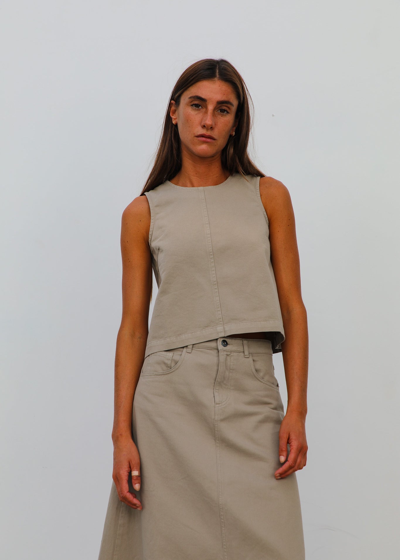 Denim Top Beige