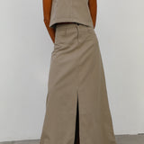 Maxi Denim Skirt Beige