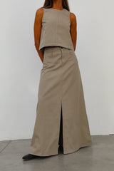 Maxi Denim Skirt Beige