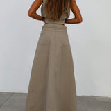 Maxi Denim Skirt Beige