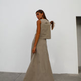 Maxi Denim Skirt Beige
