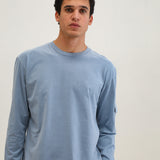 Long Trendy Side Pocket T-Shirt Light Blue