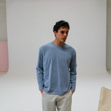 Long Trendy Side Pocket T-Shirt Light Blue