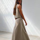 Maxi Denim Skirt Beige