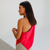 Asymmetric Linen Top Red