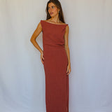 Soft Asymmetric Linen Dress Coral