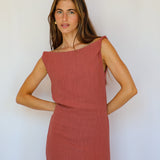 Soft Asymmetric Linen Dress Coral