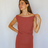 Soft Asymmetric Linen Dress Coral