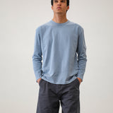 Long Trendy Side Pocket T-Shirt Light Blue