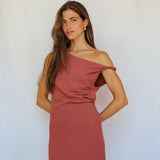 Soft Asymmetric Linen Dress Coral