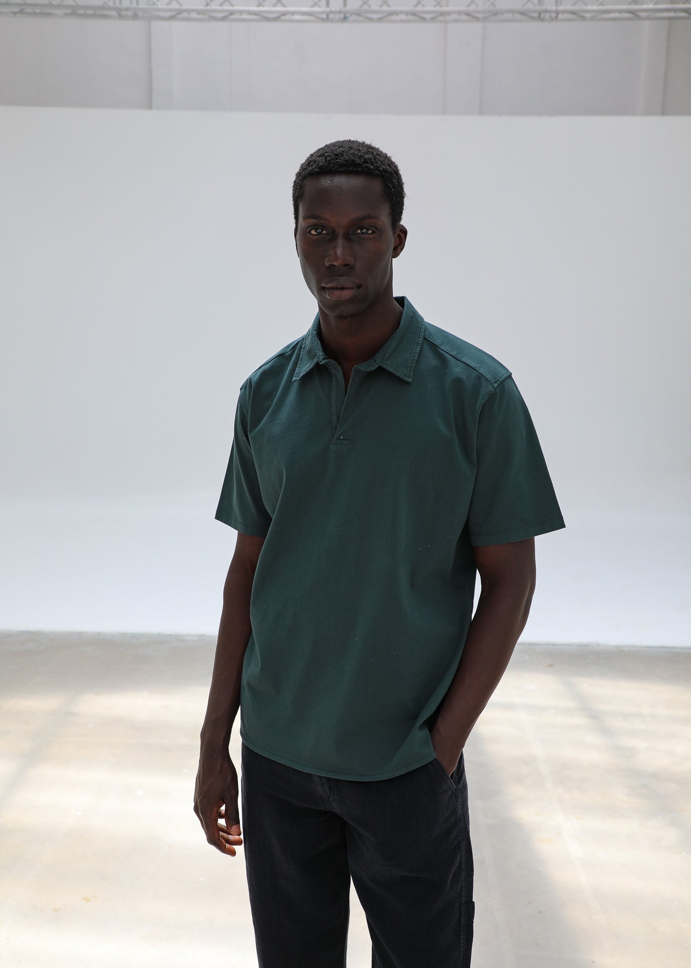 Short Modern Polo Dark Green