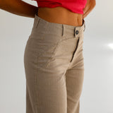 Low Waist Linen Pants Taupe